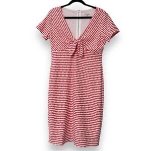 Bleecker 126 size 12 coral textured v-neck dress zips up back lined no pockets